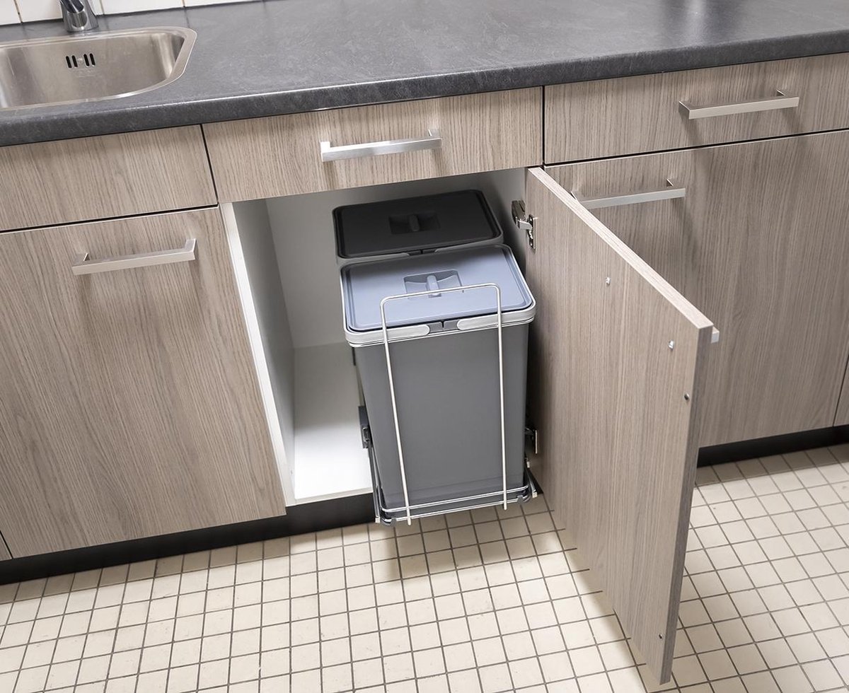 Poubelle Cuisine Encastrable Dans Plan De Travail Poubelle Eleganca 2x24L - poubelle coulissante - poubelle encastrable