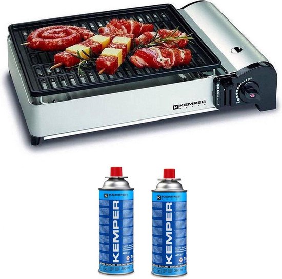 Kemper | Draagbare Smart Gasbarbecue - Campingkooktoestel / BBQ - Incl. Draagtas en 2 gasflessen
