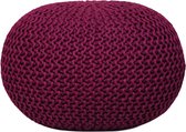 Sunfield Gebreide Poef | Outdoor Velours Poef | Kwalitatief Vloerkussens vele stijlen | 55x37cm | Donkerrood