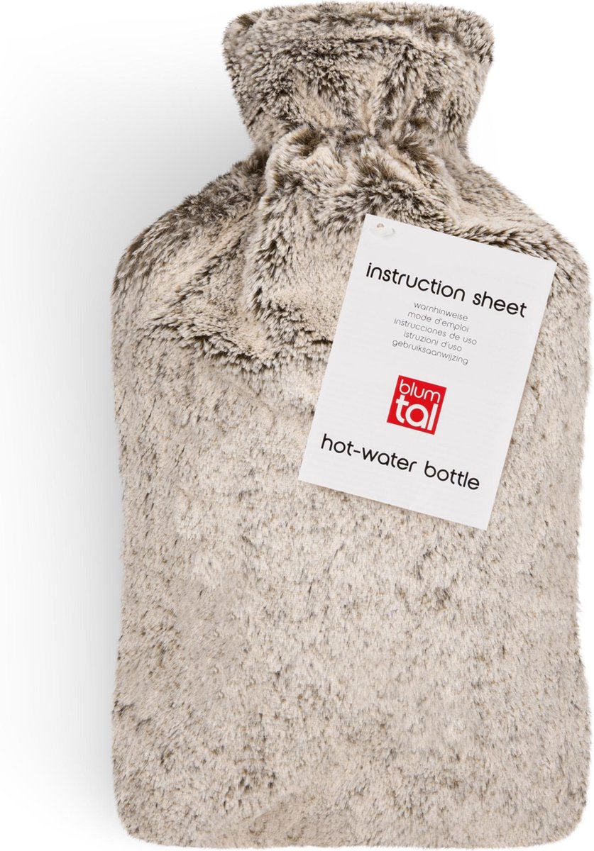 Blumtal Kruik - Warmwaterkruik Met Super Zachte Imitatie Bont Hoes – Kruik met hoes - 1.8 liter - Bruin