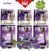 Diffuser geurstokjes Lavendel geur 3 x 75ml