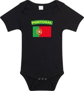 Portugal baby rompertje met vlag zwart jongens en meisjes - Kraamcadeau - Babykleding - Portugal landen romper 68 (4-6 maanden)