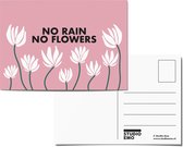 Studio Emo - 2 stuks - No rain no flowers ansichtkaart - bloemen motiverende Ups and downs tekst kaart - A6 kleurrijke print