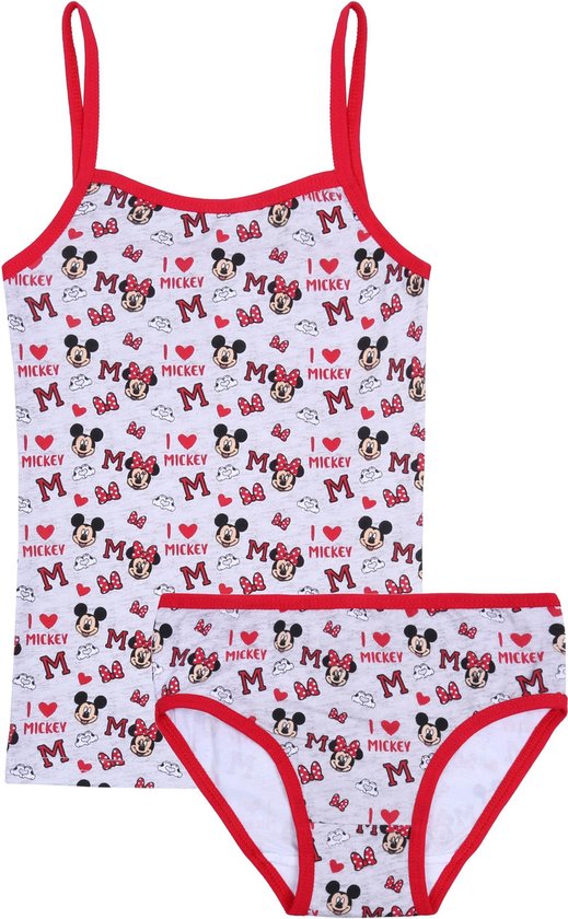 Grijs-rode kinderset: hemdje + onderbroek Mickey Mouse Disney 110/116 cm