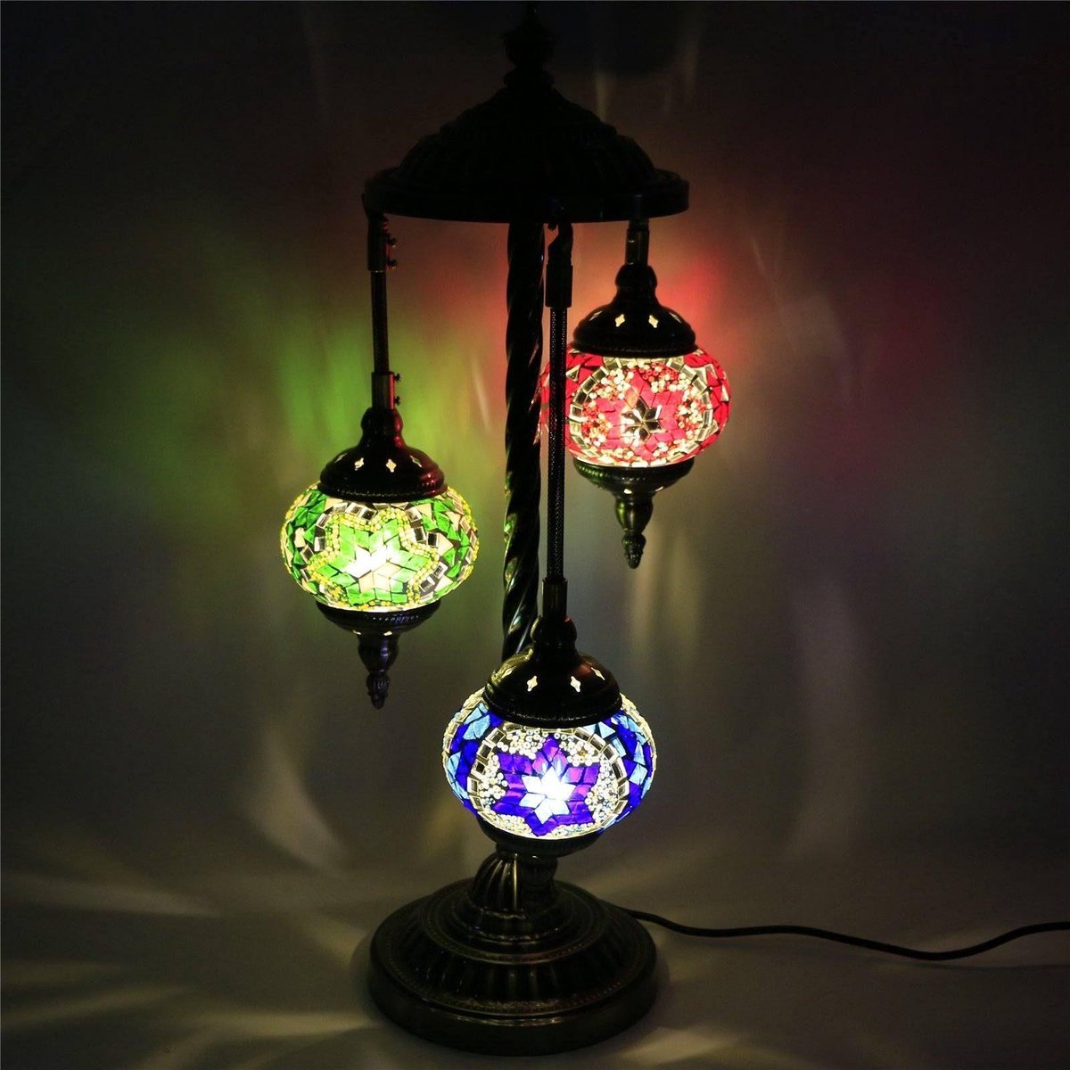 Staandelamp sprookjeslamp multicolour 3 bollen glas mozaïek Turkse Oosterse