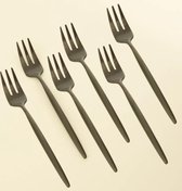 Vastelli Pasticci - RVS Taartvorkjes voor bij de Gebaksbordjes - Luxe Gebaksvorkjes in matte kleur Zwart - Bestekset 6 persoons vorkjes zwart - Set van 6