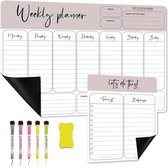 My Stationery Weekplanner Magnetisch Whiteboard Set - Stijlvol Deskplanner met Accessoires – Planbord Inclusief Dagplanner - Familieplanner - Gezinsplanner 42x30cm