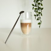 Vastelli Longo - Lange lepels voor bij Latte Macchiato Glazen of bij Cappuccino Glazen - Lange Koffie- en Dessertlepels in matte kleur zwart - Ook te gebruiken als Sorbetlepels - B