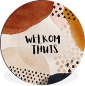 WallCircle - Wandcirkel - Muurcirkel - Stippen - 'Welkom thuis' - Spreuken - Quotes - Aluminium - Dibond - ⌀ 30 cm - Binnen en Buiten