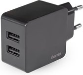 Hama Oplader, 2x USB, 2.4 A, zwart BULK (geen verpakking)