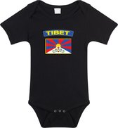 Tibet baby rompertje met vlag zwart jongens en meisjes - Kraamcadeau - Babykleding - Tibet landen romper 56 (1-2 maanden)