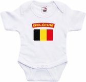 Belgium baby rompertje met vlag wit jongens en meisjes - Kraamcadeau - Babykleding - Belgie landen romper 56 (1-2 maanden)