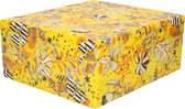 1x Inpakpapier/cadeaupapier geel met bloemen motief 200 x 70 cm rol - 200 x 70 cm - kadopapier / inpakpapier
