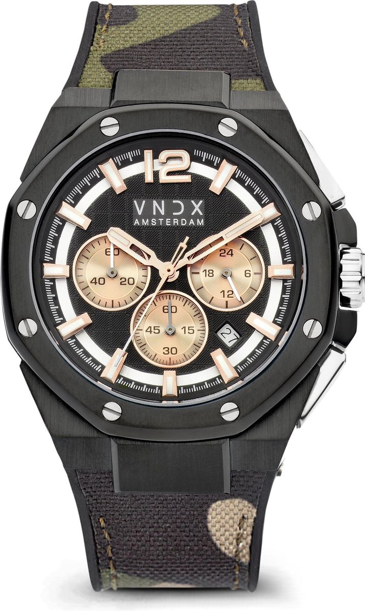 VNDX Amsterdam - Horloge voor mannen - Wise Man Camo Groen
