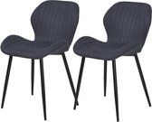 Set van 2 stoelen - Antracietgrijze stof - Metalen poten - L 51 x D 49 x H 49 cm