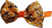 Hondenstrik Halloween wit/oranje skull - feeststrik hond - strikje hond - (bow tie / vlinderstrik) hond / kat