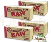 RAW Filter tips Wide Organic (Perforated) voor lange vloei - vloeipapier - rolling papers (smoking) - 4 stuks