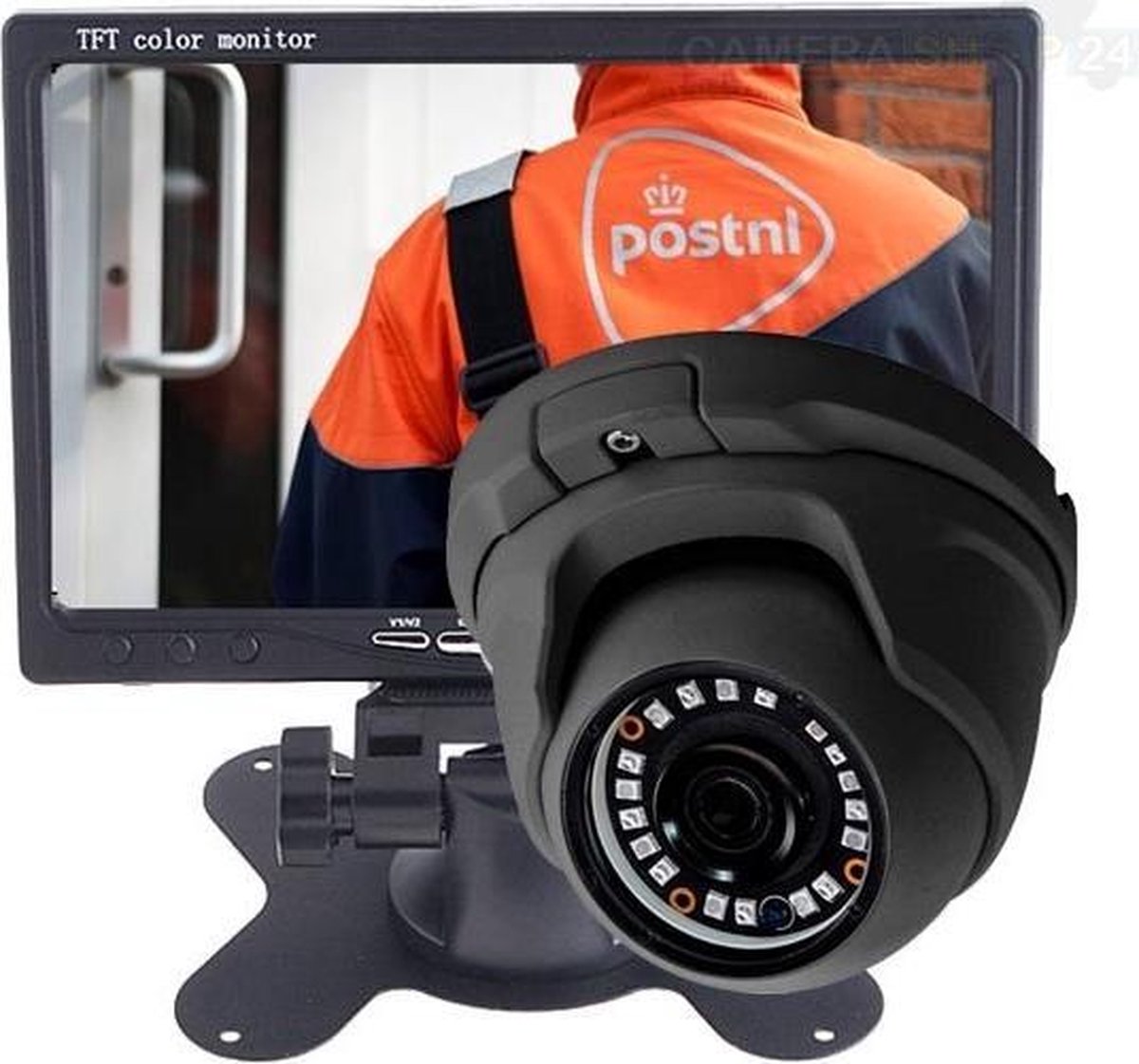 Analoge camera zwart met 7 inch TFT monitor - kijkhoek 100 graden - 20 meter nachtzicht