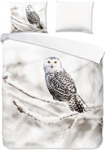 Good Morning Snowy Owl - Flanel - Dekbedovertrek - Lits-jumeaux - 240x200/220 cm - Wit