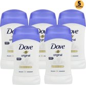 Dove Original Deodorant Stick - Anti Transpirant Deo Stick met 0% Alcohol - 48 Uur Zweetbescherming - Deodorant Vrouw - 5-Pack