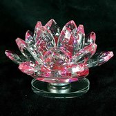 Fleur de lotus en cristal sur platine de luxe de qualité supérieure couleurs roses 14x7x14cm fait à la main Véritable artisanat.