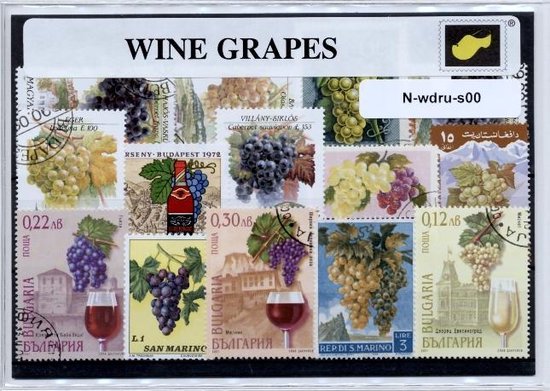 Afbeelding van het spel Wijndruiven – Luxe postzegel pakket (A6 formaat) : collectie van verschillende postzegels van wijndruiven – kan als ansichtkaart in een A6 envelop - authentiek cadeau - kado - geschenk - kaart - druif - druiven - wijn - merlot - malbec - chardonnay