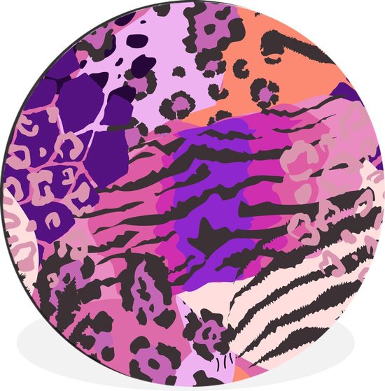 WallCircle - Cercle Mural - Cercle Mural - Animaux - Imprimé Panthère - Rose - Aluminium - Dibond - 140x140 cm - Intérieur et Extérieur