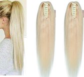 2x ponytail op klem hair extensions paardenstaart 60cm blond