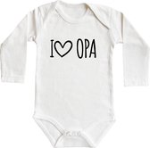 Baby rompertjes - I love opa - maat 74/80 - lange mouwen - baby - baby kleding jongens - baby kleding meisje - rompertjes baby - rompertjes baby met tekst - kraamcadeau meisje - kr