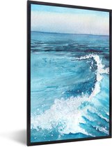 Fotolijst incl. Poster - Zee - Golf - Waterverf - 40x60 cm - Posterlijst