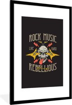 Fotolijst incl. Poster - Schedel - Gitaar - Vintage - 80x120 cm - Posterlijst