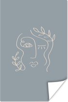 Affiche Pastel - Feuilles - Visage - 80x120 cm