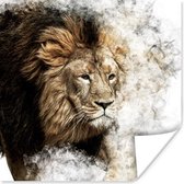 Affiche Lion - Fumée - Animaux - 100x100 cm XXL