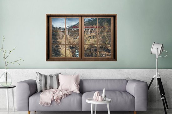 Affiche Look through - Train - Berg - 120x80 cm