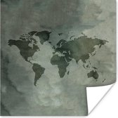 Muurdecoratie - Wereldkaart - Grijs - Simpel - 50x50 cm - Poster