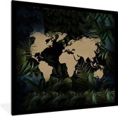 Affiche avec cadre Wereldkaart - Plantes - Tropical - 40x40 cm