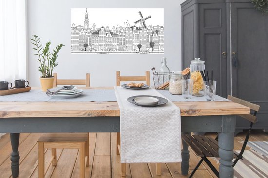 Affiche Skyline - Amsterdam - Zwart - Wit - 120x60 cm