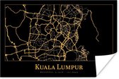 Poster Kaart - Kuala Lumpur - Luxe - Goud - Zwart - 90x60 cm