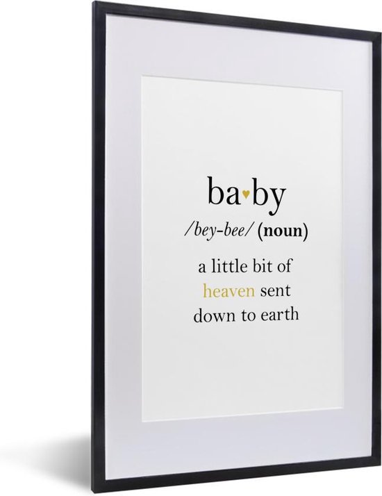 Fotolijst incl. Poster - Baby definitie - Woordenboek - Spreuken - Quotes - Geboorte - 40x60 cm - Posterlijst