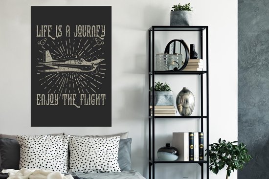 Affiche Vintage - Avion - Zwart - 80x120 cm