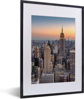 Poster in lijst - New York - Zon - Skyline - Poster - Fotolijst - Frame - Muurdecoratie - Slaapkamer - 30x40 cm - Woondecoratie - Woonkamer - Foto in lijst