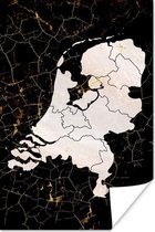 Poster Landkaart - Nederland - Goud - 40x60 cm