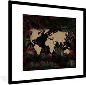 Fotolijst incl. Poster - Wereldkaart - Planten - Simpel - 40x40 cm - Posterlijst