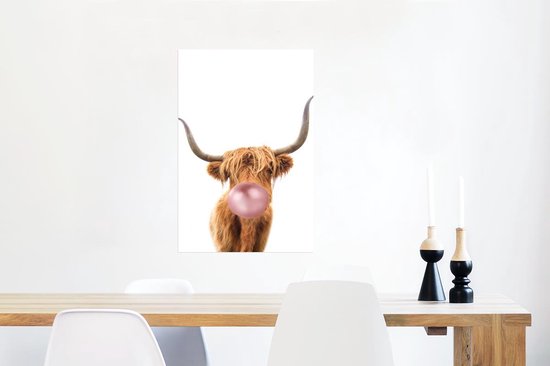 Affiche Highlander écossais - Chewing-gum - Rose - Enfant - Filles - Garçons - 60x90 cm - Poster Chambre enfant