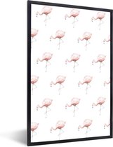 Fotolijst incl. Poster - Flamingo - Pastel - Patroon - 20x30 cm - Posterlijst