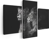 Artaza - Triptyque de peinture sur toile - Lion et lionne - Zwart Wit - 90x60 - Photo sur toile - Impression sur toile