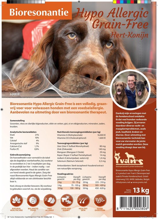 Bioresonantie Hondenbrokken - 13 kg - Grain free Allergic
