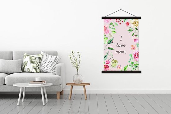 Porte-affiche avec affiche - Affiche scolaire - Proverbes - Maman - J'aime maman - Citations - 120x180 cm - Lattes noires