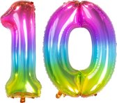De Ballonnenkoning - Folieballon Cijfer 10 Yummy Gummy Rainbow - 86 cm