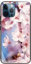 Gehard glas + TPU-randbeschermhoes voor iPhone 13 Pro Max (Cherry Blossoms)